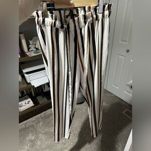 Dynamite Striped Pants - Black, White, Brown